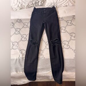 American Eagle Outfitters Black Ripped Skinny Jeans, 6